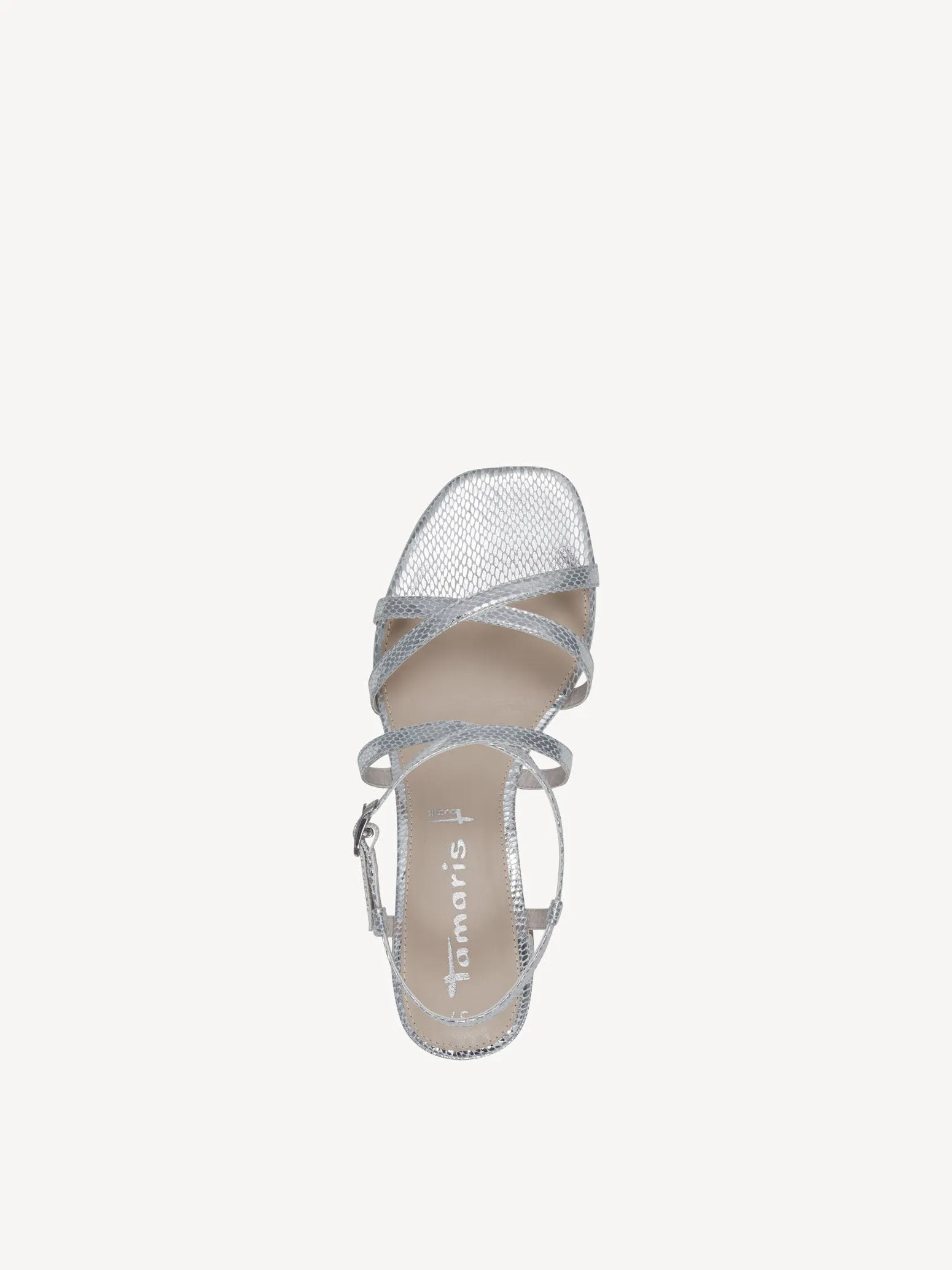 Tamaris Women's 1-28204-42 Heeled Leather Sandals Silver Structured