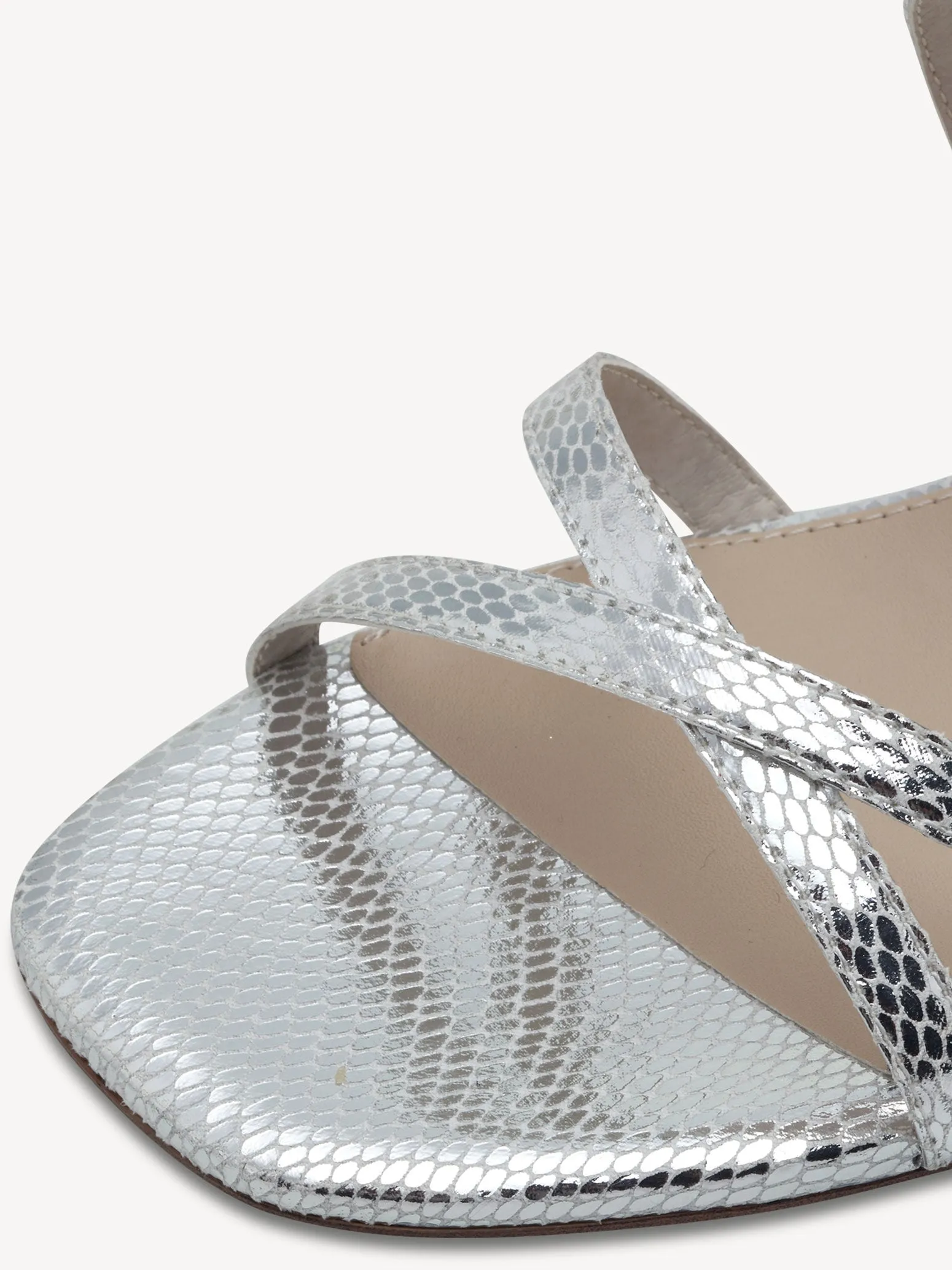 Tamaris Women's 1-28204-42 Heeled Leather Sandals Silver Structured